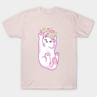 Cat and colorful hearts T-Shirt